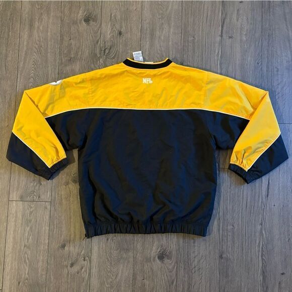 Pittsburgh Steelers Pullover Sweatshirt Windbreaker NFL Large Black Yellow - Picture 2 of 5